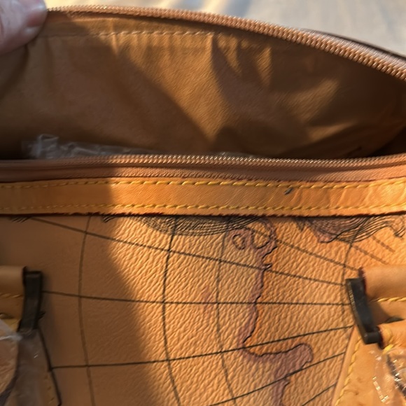 Allan Edward world map satchel new some marks see photos I pointed out. NWT - Picture 10 of 14